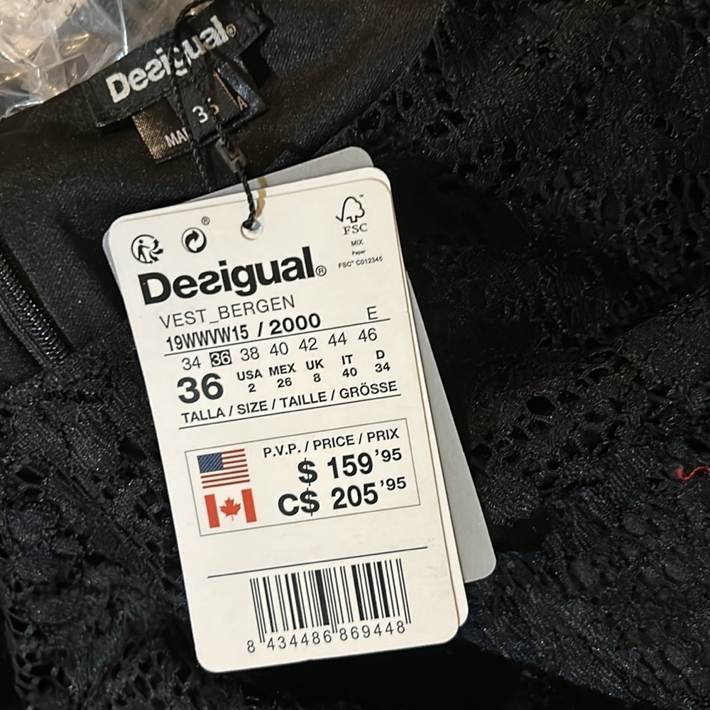Desigual Vermond Lace Bell Sleeve dress. NWT - Picture 2 of 9